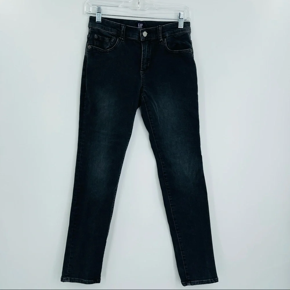 Gap denim skinny‎ jeans stretch black wash adjustable waist girls size 14